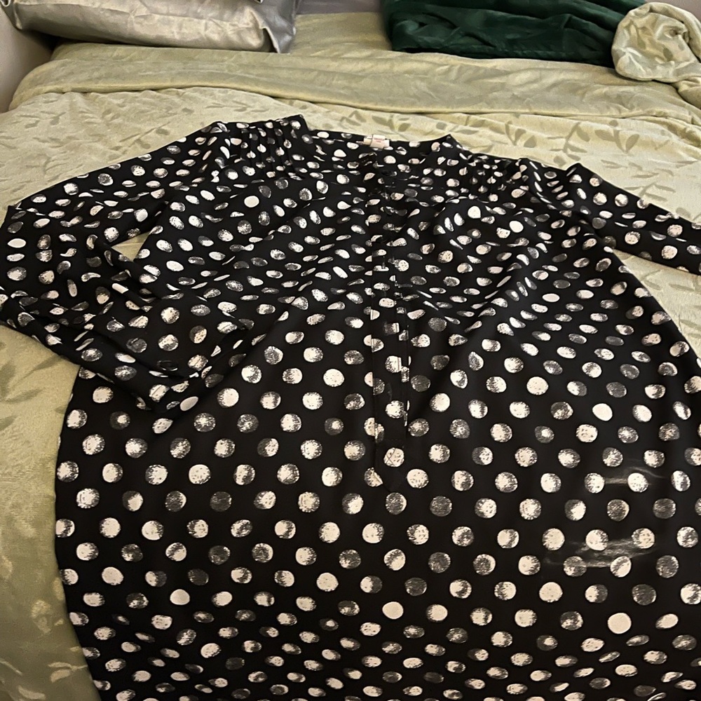 Moon Print Long Line Belted Button Down Top